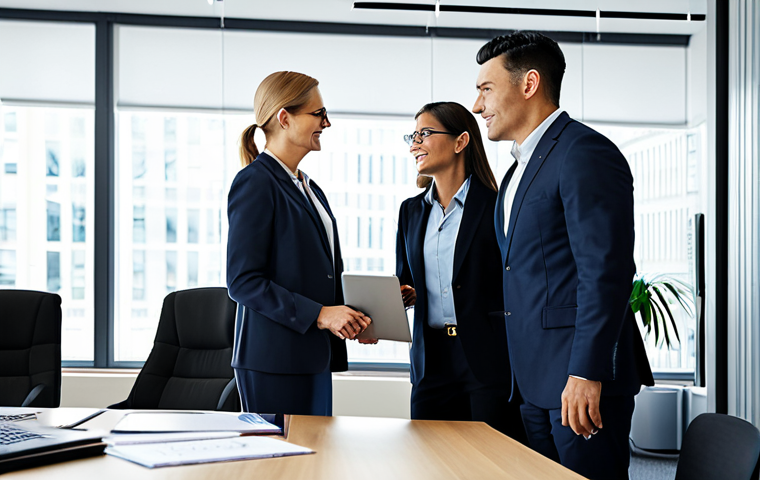 **Prompt:** A diverse group of professionals collaborating in a modern office space, discussing sustainable business practices and CSR initiatives, fully clothed, appropriate attire, safe for work, perfect anatomy, natural proportions, corporate setting, high quality, family-friendly.