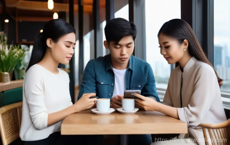 테크노사피엔스의 사회적 영향 - Image Prompt 1: Disconnected Together**