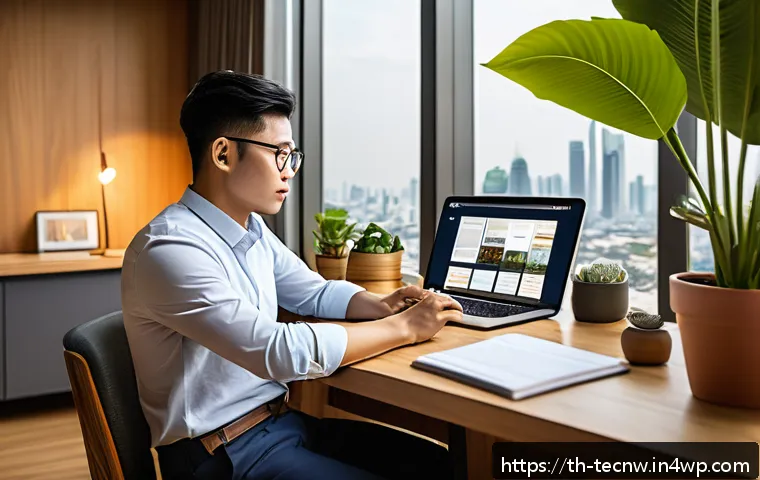 테크노사피엔스의 인식론적 접근 - A modern digital workspace scene featuring a young Thai professional in casual business attire sitti...